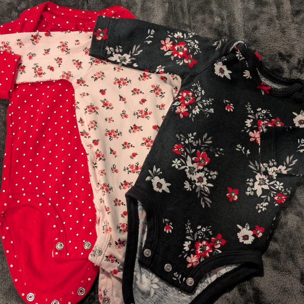 Baby Girl's Floral and Polka Dot Kids Onesie  Set